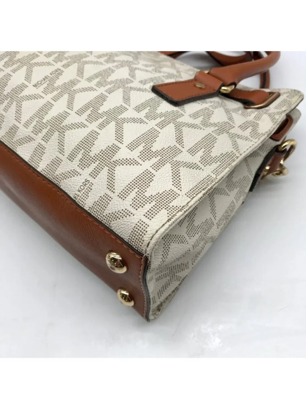 Michael Kors Ivory Monogram Canvas Hamilton Bag